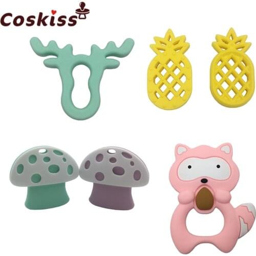 Cartoon Raccoon Boy & Girl Teething Toys Baby Teether Jewelry Accessories BPA Free DIY Cute Nursing Pacifier Clips