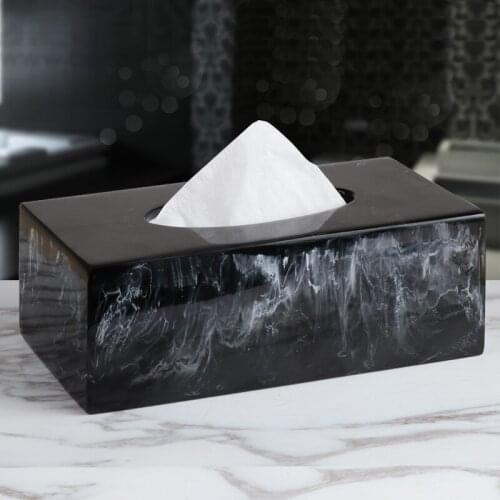 Exquisite artistic Ink texture resin tissue box Unique marble texture tissue storage box Living room decoration