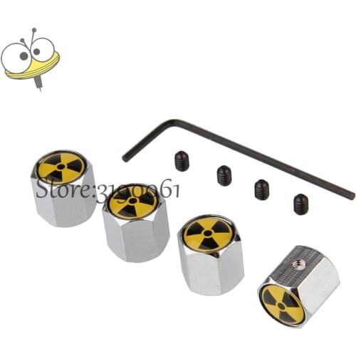 For Nuclear Logo Car Styling Anti Theft Wheels Tire Valve Caps For Subaru XV Forester Suzuki SX4 Octavia Benz Mazda Seville Ben
