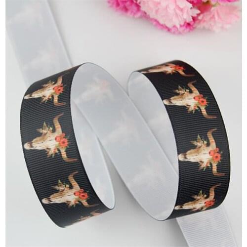 Cartoon Indian Bull Head printed grosgrain ribbon 16-75mm DIY handmade materials christmas wedding gift wrap tape ribbons