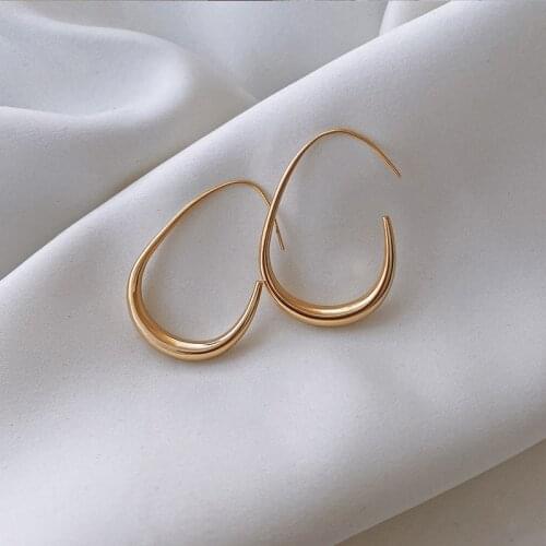 Exaggerated Simple Opening Elliptical Earrings Euro-American Style Retro Earrings Trend Temperamental Jewelry Women