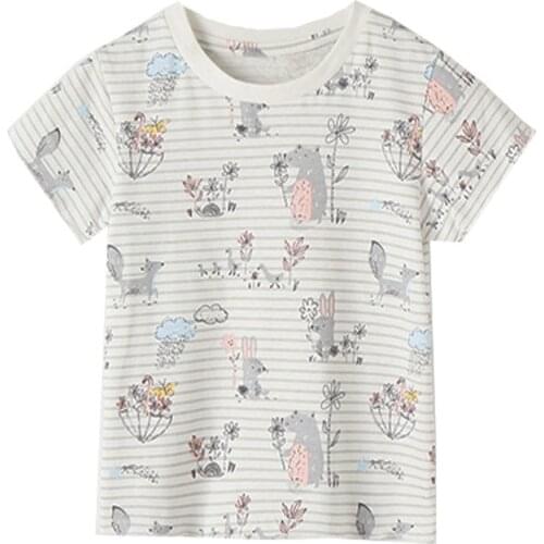 Jumping Meters Animals Applique Summer Girls T shirt Unicorn Baby Clothes Cotton Kids Tees Toddler Tops