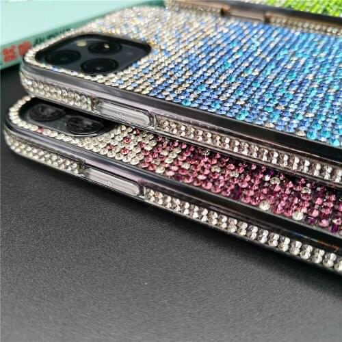 Fashion Gradient Full Bling Jewelled Crystal Diamond Case For iPhone 12 11 Pro Max XS Max XR X 8 7 Plus 6 6S Luxury Shiny Cover