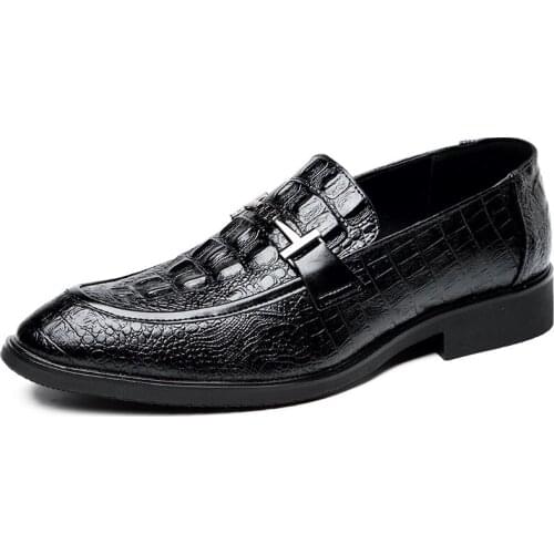 Fashion Mens Crocodile Grain Leather Dress Shoes Man Business Oxfords Mens Casual Wedding Driving Flats