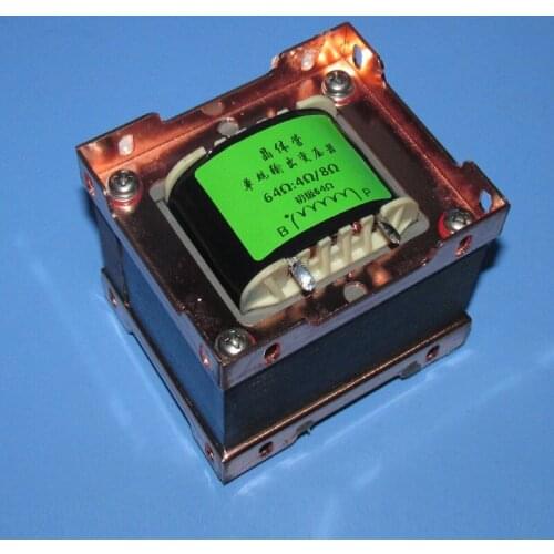 Power 25W DC current 1A 64Ω: 4Ω/8Ω transistor single-ended output transformer EI76x40 iron core distributed capacitance: 2900P