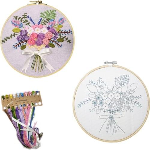 Needlework DIY Flower Embroidery Kit Sewing Bouquet Pattern Printed Cross Stitch Set Handmade Handicraft Art Craft Home Decor