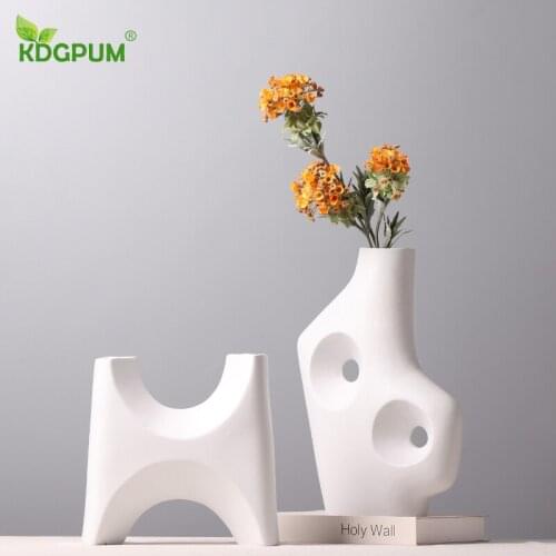 Nordic Minimalist Creative Ceramic Vase Living Room Model Room Flower Arrangement Decoration Black And White Countertop