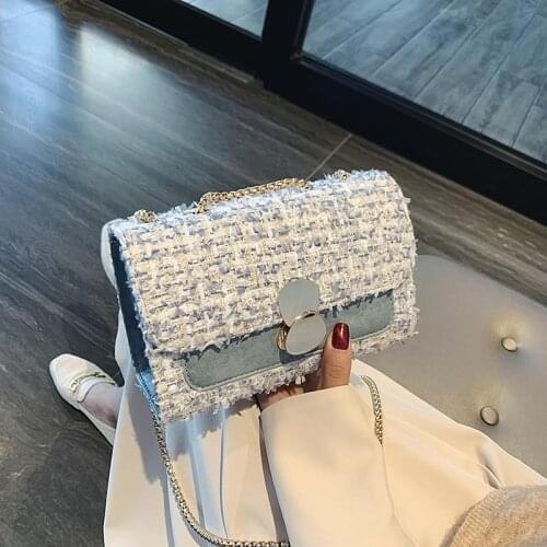 2021 new trend chain plush messenger bag wild fashion shoulder bag messenger female bag small square bag purses crossbody