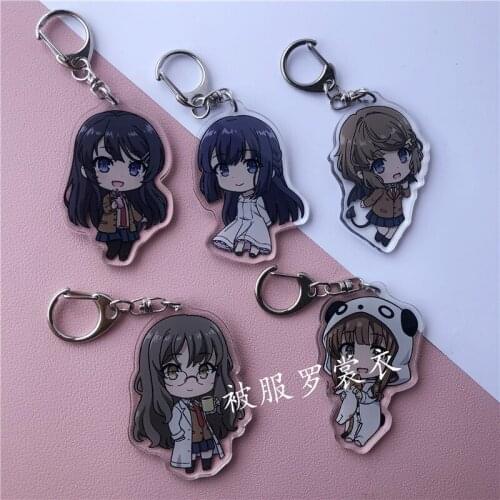 NEW Anime Seishun Buta Yarou Series Makinohara Shouko Sakurajima Mai Figure Keychain Bag Pendant Toy Keyring Cosplay Acrylic
