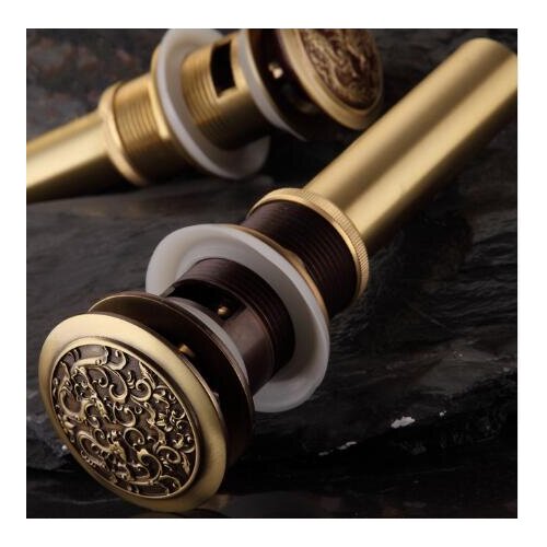 New Arrivals Antique Brass Chinese Dragon Style Bathroom basin waste Pop Up Waste Vanity Vessel Sink Drain Without Overflow