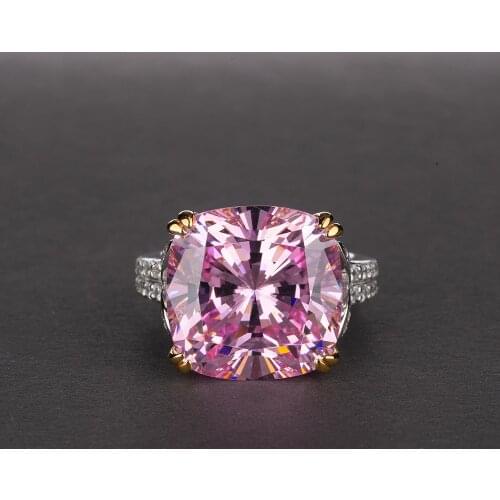 Charming Womens Jewelry Real 925 Sterling Silver with Simulated Moissanite AAAAA Cubic Zirconiat Citrine Pink Gemstone Ring