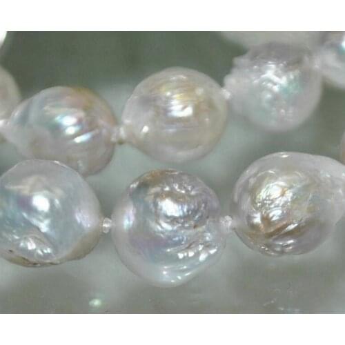 11-13mm Natural South Classic Baroque White Pearl Necklace 36Inch 50"