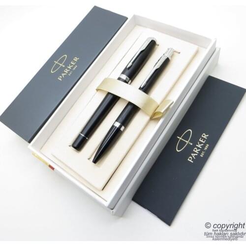Parker Urban Matte Black Fountain Pen + Ballpoint Pen | İsme Special Pen | Gift Pen