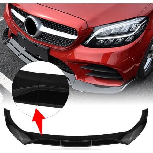 Front Bumper Lower Spoiler Lip For Mercedes Benz C-Class W205 2019-2020 C43 AMG C63 AMG S C200 Glossy Black Under Splitter Kit