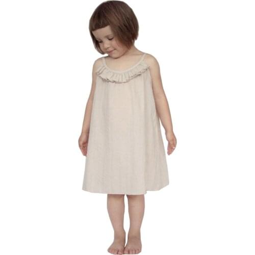 Baby Girl Dress Summer Childrens Dress Beige/Black Simple Casual Clothes for Girls