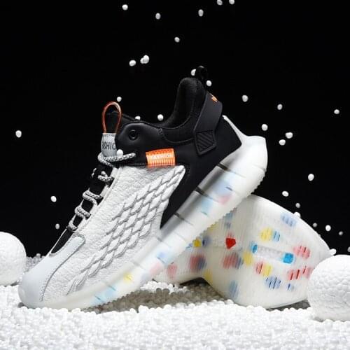 Popcorn Bottom Flying Weave Mesh Breathable Running Shoes for Men Fish Scales Outdoor Sport Shoes Jogging Sneakers Footwear