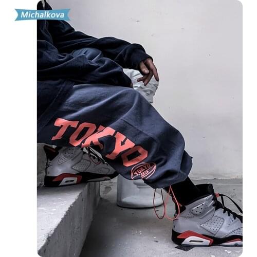 Unisex Black with reflections straight jogger pants Two ways to wear Harajuku Hiphop Japanese streetwe mens clothing michalkova