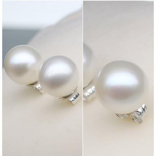 925 Sterling Silver Prevent Allergy Round Pearl Stud Earrings for Women Wedding Earrings Fashion Jewelry eh568