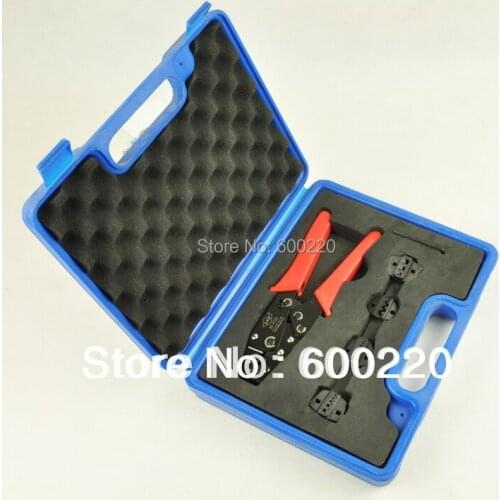 Pliers crimping tool set contain one crimping tool and four replacement crimping dies/jaws packing in a plastic box HS02C-5D1