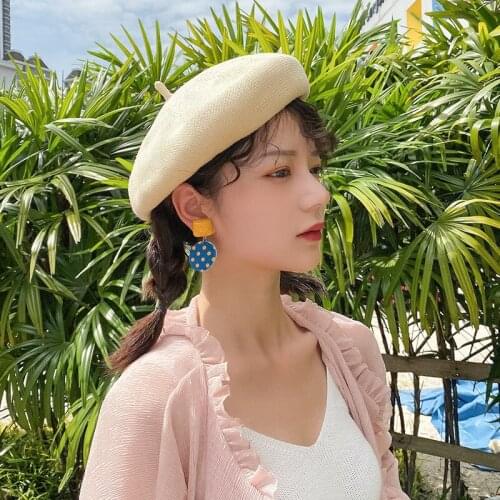 New British Retro Style Thin Simple Elegant Solid Color Octagonal Hat for Woman White Red Pink Blue Black Khaki Painter Cap Hats