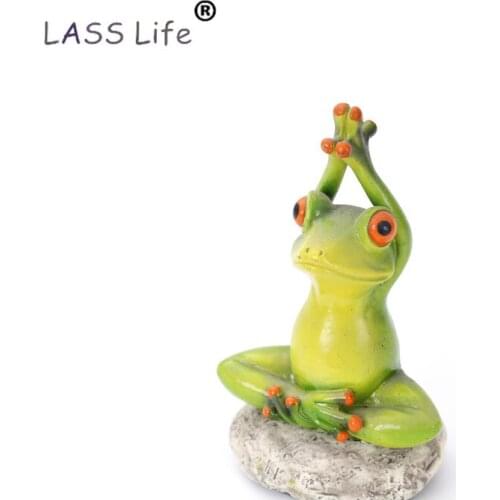 Yoga Frogs Statues Animal Doll Figurine Frogs Sitting on Stone Sculpture Garden Yard Frog Landscaping Stone Ornaments Decoration