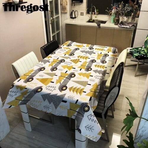 Thregost Table Cloth Christmas Print Rectangle Square Table Cover Tablecloth Home Textile Home Kitchen Dinner Table Decoration