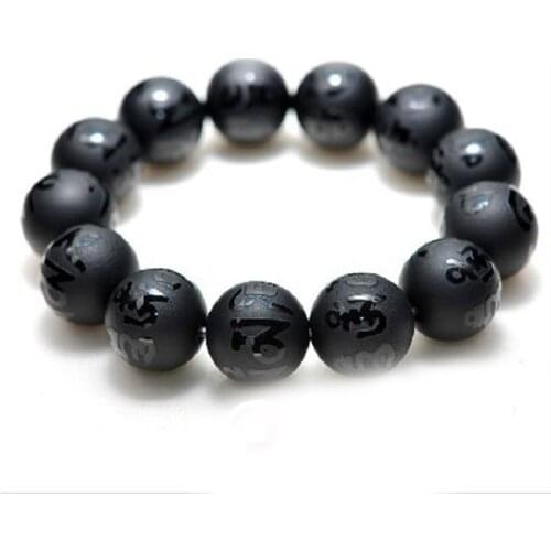 BB-450 Tibetan Mantras Beads Bracelets Matted Black Carnelian Bracelet Tibet OM MA NI PAD ME HUM Amulet 6/8/10/12/14/16mm