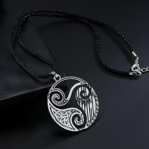 WANGAIYAO new vintage mens Slavic pendant necklace spiral three-petal pendant necklace Viking style jewelry holiday birthday gi