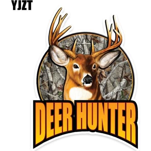 YJZT 11.6CM*15.6CM Deer Hunter Decal Hunting PVC Motorcycle Car Sticker 11-00725