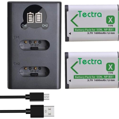 2x1600mAh NP-BX1 npbx1 np bx1 Battery+LED Dual Type C port Charger for Sony FDR-X3000R RX100 AS100V AS300 HX400 HX60 AS50