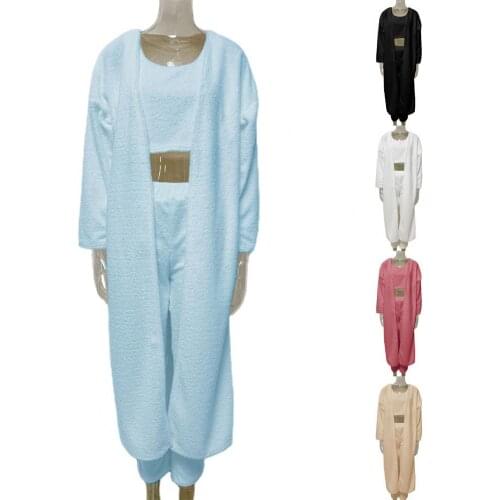 Women Casual Sexy Outfit Scoop Neck Crop Top Long Sleeve Open Front Coat Pants Outfit for Daily Home Sport Wear