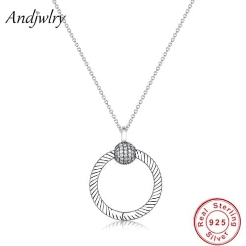 100% 925 Sterling Silver Moments Small Pave O Pendant Chain Necklaces For Women DIY Jewelry Making