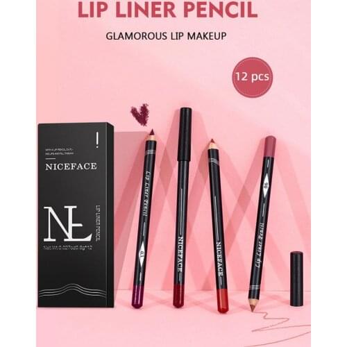 12PCS Lip Gloss Sui Lip Liner Pencil Set Long Lasting Moisturizing Waterproof Matte Lipliners Set 2-in-1 Lipstick Lip Liner Set