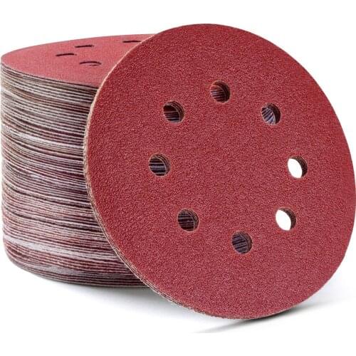 120PCS 5Inch Sanding Discs Hook and Loop 8 Holes Assorted Grits Sander Sandpaper