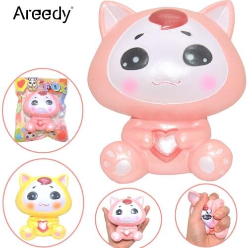 14 Pieces/lot Areedy Lovely Fox Squishy Lemon Scented Super Slow Rising 10cm Cute Heart Kids High Quality Toy Gift Wholesale