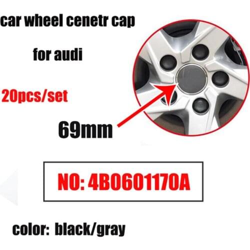 20pcs 69mm car wheel logo emblem Wheel Dust-proof emblem covers For Audi TT A3 A4 A5 A6 A7 A8 Q5 R8 S4 S5 S6 car styling