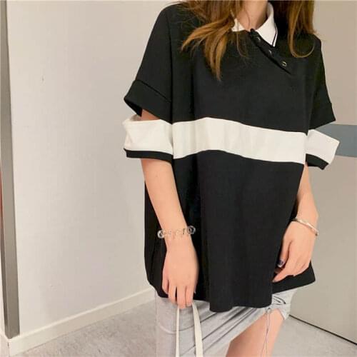 2021 Spring Summer Short Sleeve T-shirt Korean Loose Harajuku Vintage Gothic Punk Clothes Graphic Tee Top For Women Striped Goth