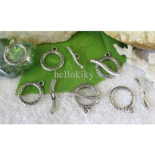 450SETS Tibetan silver circle toggle clasps FC10545