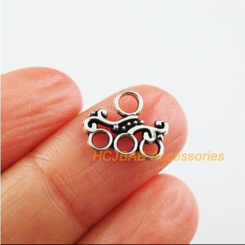 50Pcs New 1-3 Flower Charms Plant Connectors Tibetan Silver Color 11x13mm