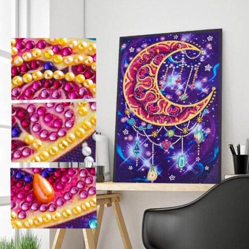 Special Shaped Diamond Painting Moon Pendant 5D DIY Diamond Embroidery Art Kits Rhinestone Cross Stitch Home Wall Decoration