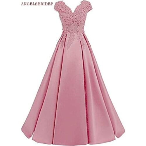 ANGELSBRIDEP V-Neck Quinceanera Dresses Vestidos De 15 Anos Formal Applique Satin Sweet 16 Princess Birthday Party Gowns