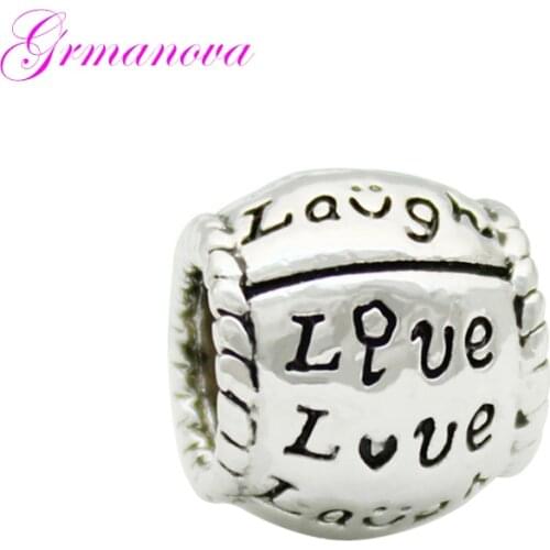 Happy laugh elliptical charm beads big hole new beads bracelet jewelry making Fit Pandora Bracelet Womens DIY Jewelry