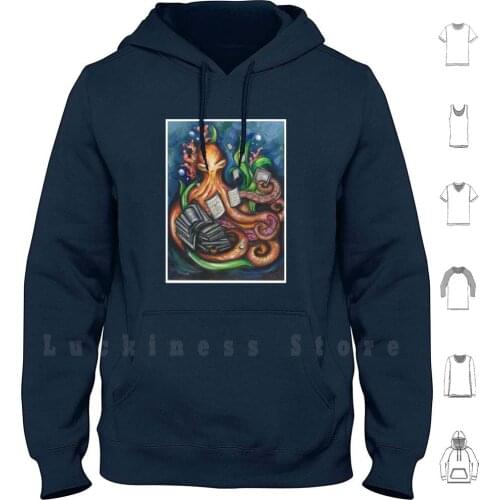 Library Octopus Hoodie Long Sleeve Library Library Octopus Octopus Octopus Drawing Books Underwater Art Ocean Art