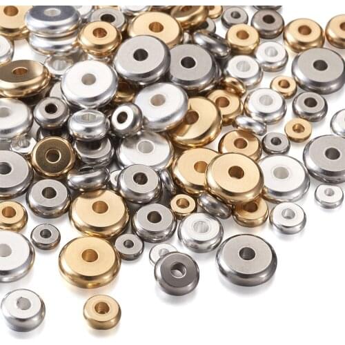 120pcs Stainless Steel Spacer Beads Flat Round Loose Beads for Jewelry Making Bracelet DIY Handcrafted Accessories 4x1.2mm
