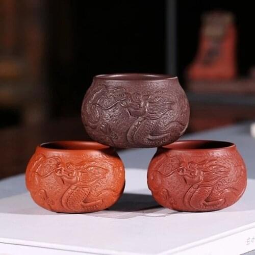 Dragon tea cup Yixing purple clay teacup Handmade Boutique small tea bowl Master Personal Water Cup 100ml