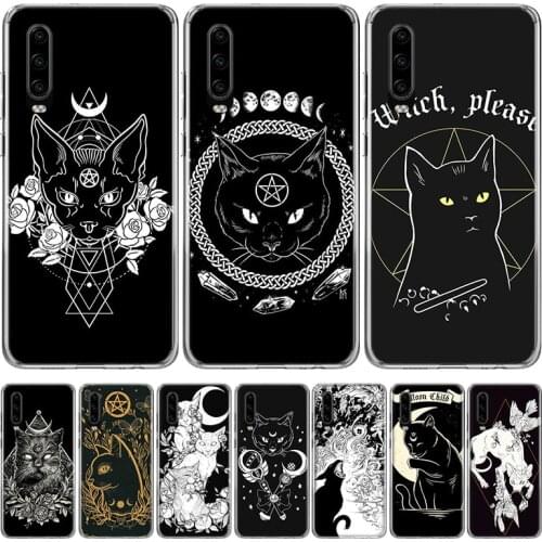 Witch and cat Colorful Cute Phone Case for Huawei P40 P30 P20 Mate 30 20 10 Pro P10 Lite P Smart Z + 2019 Gift Coque Cover Capa