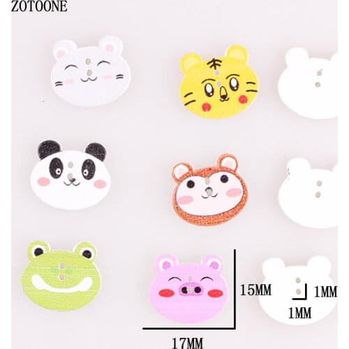ZOTOONE Mix Cute Animal Wooden Buttons Cat Panda Tiger Pig Sewing Buttons Craft 2 Holes Scrapbooking Products for Kids A
