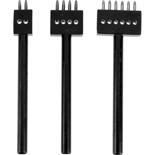 3pcs/set 5mm Hole punch 2 4 6 Prong Leather Craft Punch Tool Hole Puncher Leathercraft Spacing Hole Round Row Hole Punch