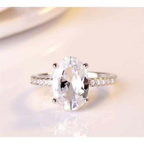 Ekopdee Kpop Elegant Luxury Oval Space Zircon Rings For Women Exquisite Clear CZ Crystal Ring Bridal Wedding Fashion Jewelry New