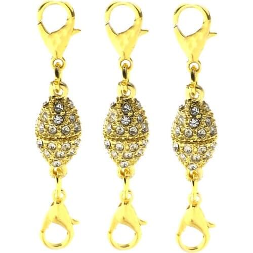 Inlaid Rhinestone 2 Lobster Buckle Magnet Buckle DIY Necklace Bracelet Connector Jewelry Accessories